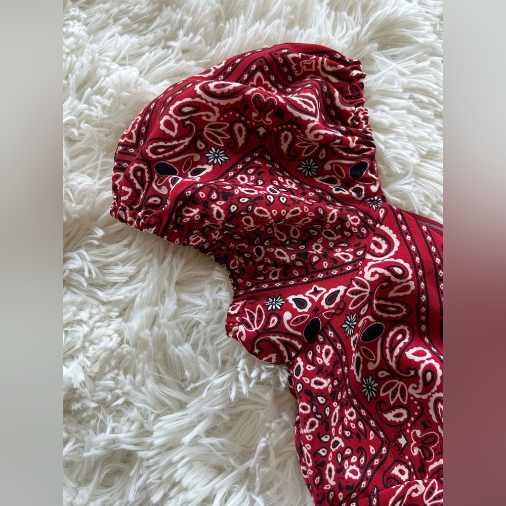 superdown Red Bandana Print Mini Dress - Picture 8 of 9